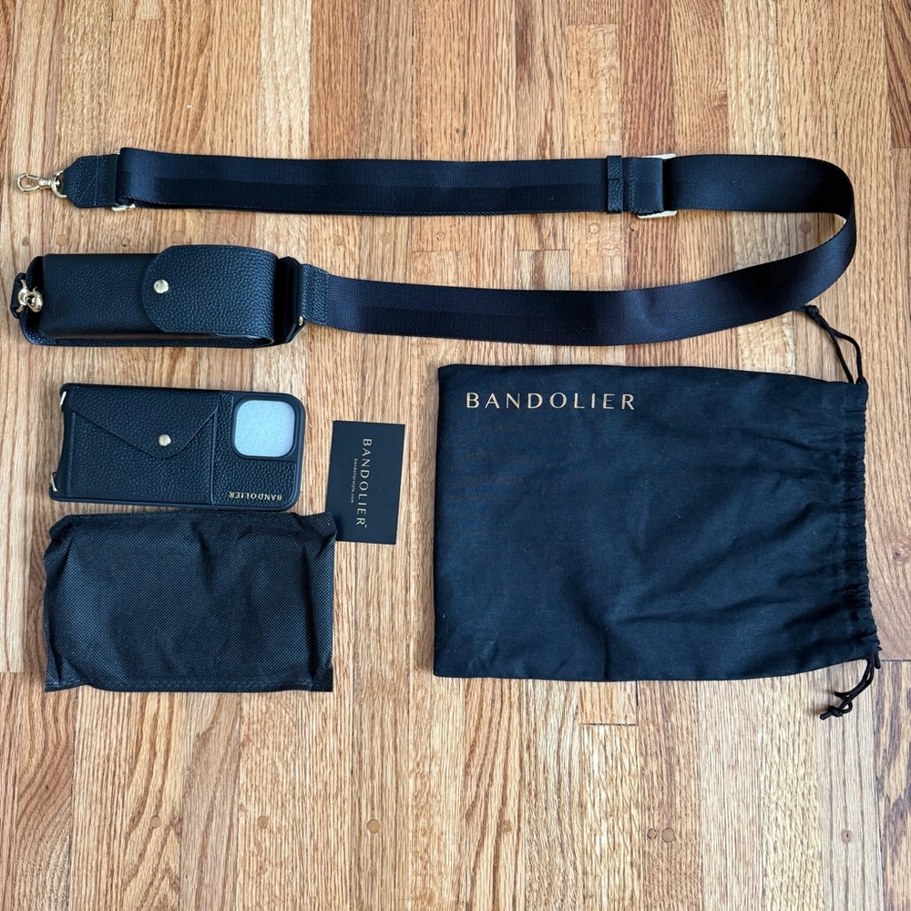 Bandolier Side Slot Case & Billie Sunglass Strap Black/Gold iPhone 14 Pro Max